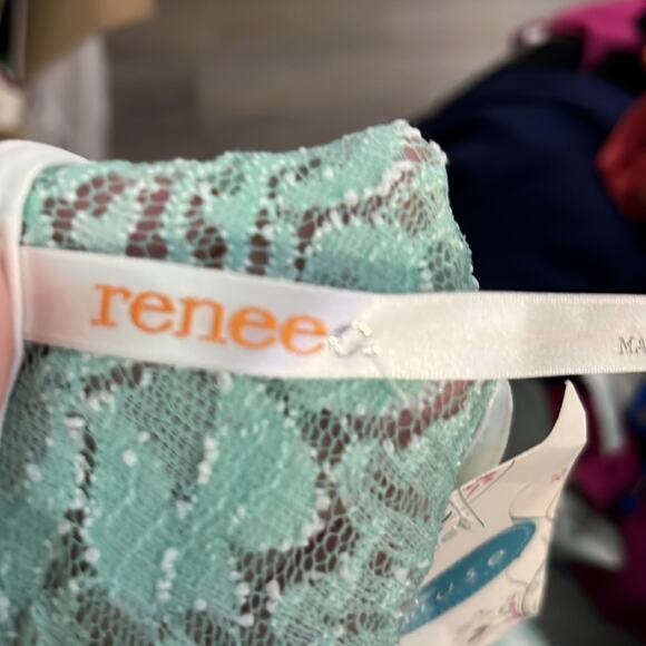 Renee C Mint Green Lace Ruffle Sleeveless Dress Size Large - Picture 8 of 9